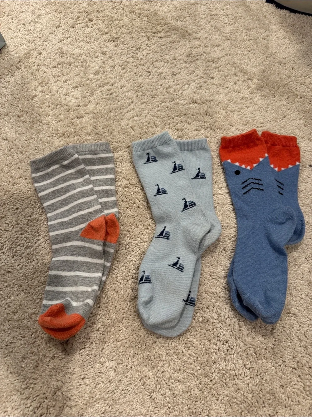 Kid’s Assorted Casual Socks - Gray, Light Blue, Blue with Orange Accents